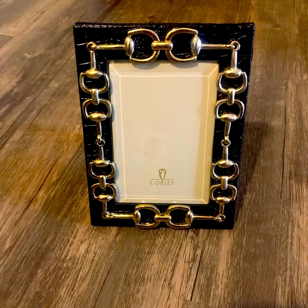 Crocodile skin photo frame and gold details